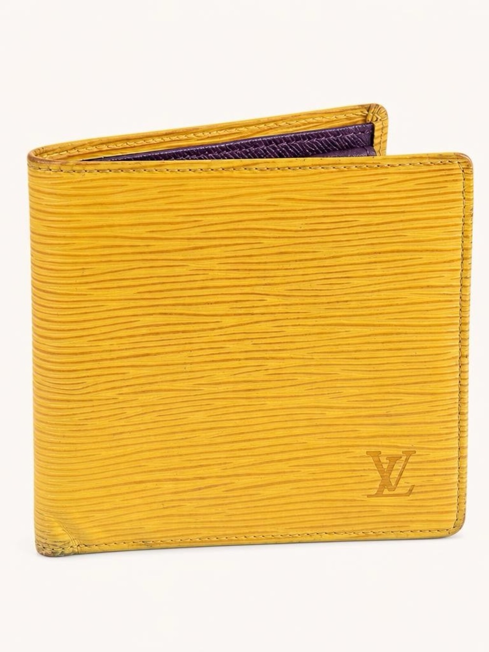 Louis Vuitton Portefeuille Marco 1998 Tassil Yellow Epi Leather Purple Wallet
